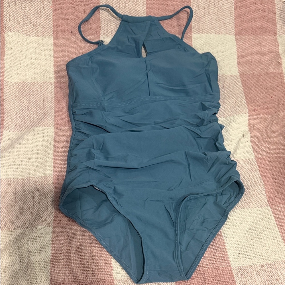 Teal Women's Ruched Gathered Detailed Sides One-Piece Swimsuit